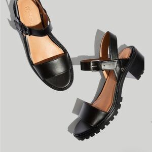 Madewell Erin Lugsole Black Leather Sandals 6.5